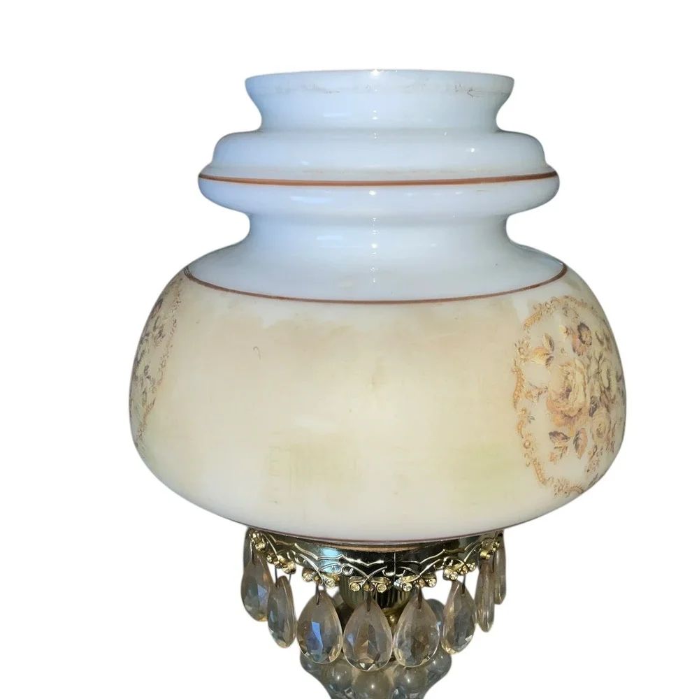 Vintage Michelotti Crystal Boudoir Parlor Lamp‎ 1950s Replacement Shade Untested